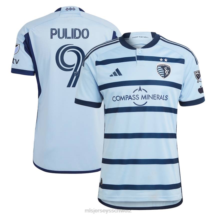 MLS Jerseys Männer Sporting Kansas City Alan Pulido adidas hellblau 2023 Hoops 4.0 authentisches Spielertrikot HT0J903 Jersey